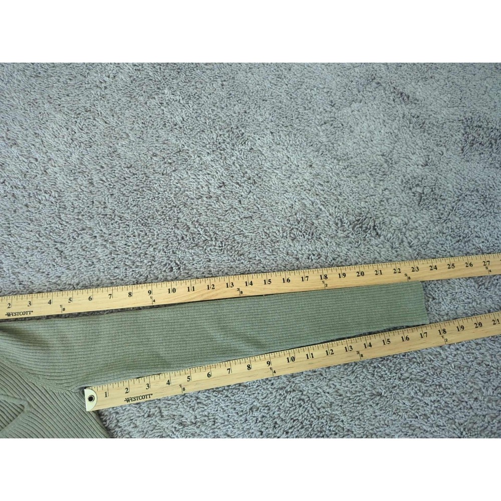H&M Bodycon Dress Womens S Green Long Sleeve Square Neck Ribbed Knit Midi - Picture 4 of 8